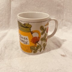 Vintage Clover Honey Mug Made in Japan Floral Bee Red Clover Flower Ceramic Cup
