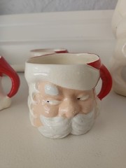 Mid Century Ceramic Santa Serving Set «Raised Eyebrow» Serves 12 Vintage