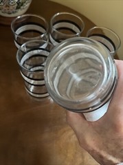 Vintage Black & White Stripped Glasses MCM Set of 5