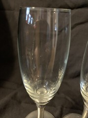 A Pair of Champagne Flutes with Pewter Base 8 – 1/2 in Tall