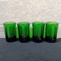 Jägermeister Shot Glasses Set of 4 Green Embossed Logo 1 fl.oz Barware Drinkware