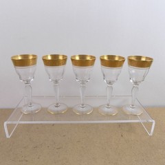 10 Glastonbury Lotus Rambler Rose 4.25″ Cordial Glasses Floral Gold Band