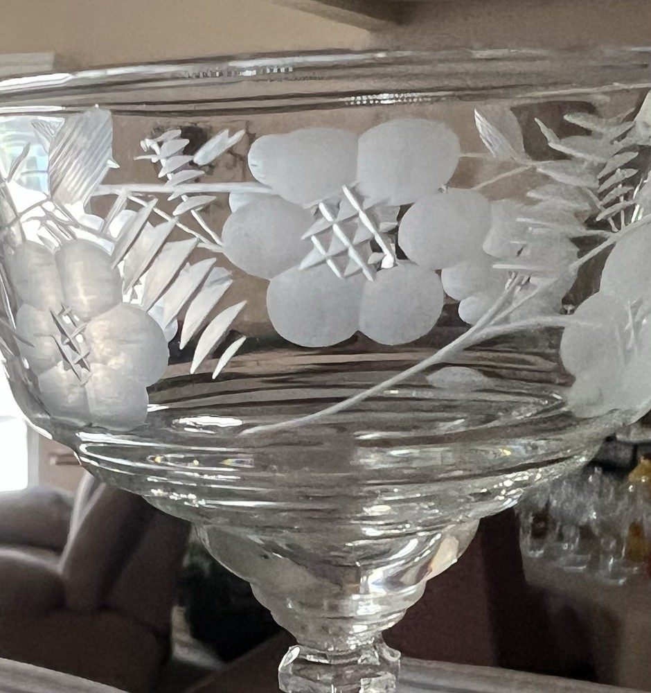 Set of 6 Vintage Libbey Cocktail Glasses Rock “Halifax” Pattern Etched 6”H