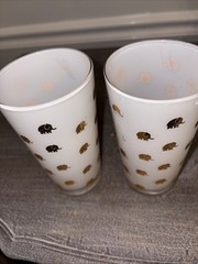 Vintage MCM White Glasses With 22k Gold Elephants Throughout Beautiful!