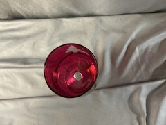 Vintage Bohemian Ruby Red Flash Etched Butterfly xlarge Goblet