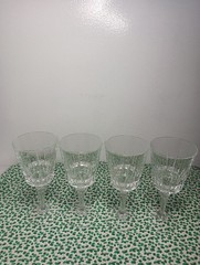 Vintage Set Of 4 Victoria Cut Knob Stem Wine Glasses 6.7/8″