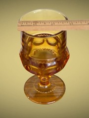 Set of 4 Amber TIFFIN Thumbprint Glasses (5-3/4”) King’s Crown Goblets Vintage