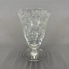 Morgantown Lace Bouquet Iced Tea Glass Water Goblet 5 1/2″ Set of 4 Etched
