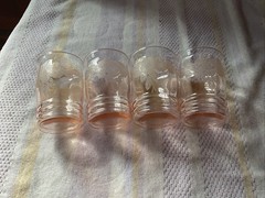 Antique 4 Pink Depression Dogwood Tumbler 4”Tall 3” W. Excellent