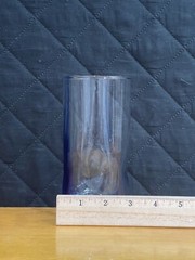 Heavy Clear Glass Dimpled Tumbler with Cobalt Blue Swish