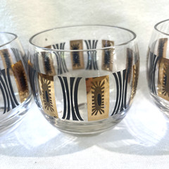 4~3+1~VTG~Federal Rocks Glasses Roly Poly Black + 22k Gold Atomic Starburst MCM