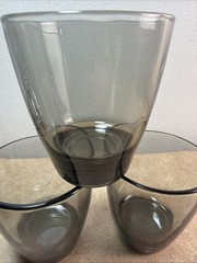 Libbey Classic Smoke Gray 4″ Modern Double Old Fashioned Rocks Glasses Set of 4