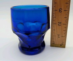 Vintage Georgian Cobalt Blue Glass Tumbler (1) Small 3.25” Tall