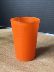 Vintage Hazel Atlas Moderntone Fired Platonite 3 1/2″ Orange Juice Glass