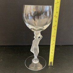 BAYEL France Bacchante-Frosted Male Nude Stem 7” Crystal Cocktail Glasses