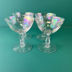 4 Fostoria Drink / Sorbet Stemmed Glasses Iridescent Delicate Classy Vtg