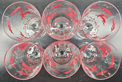 6 Dansk Nordic Knits Red 12 Oz Goblet Set Vintage Reindeer Christmas Crystal Lot