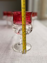 Vintage Tiffin Kings Crown Ruby Red Wine Goblets Set of 8 Thumbprint Glass