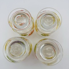 LIBBEY Stickers Flower Power Juice Glass Footed Tumblers 6oz MCM Retro Set~4