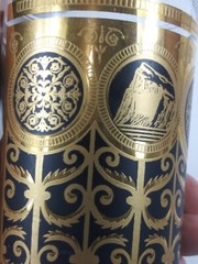 4 MCM Libbey Prudential Rock Of Gibralter 24K Gold & Black Highball Glasses 12oz