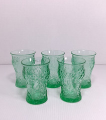 Very Rare 5x McKee Rock Crystal Green Uranium Glass Tumbler Glasses