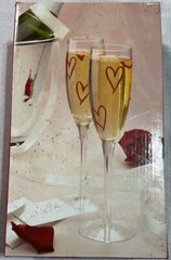 Romantic Hearts Champagne Flutes Glass Set Handpainted Wedding/Valentine’s Day