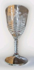 Federal Glass Cut Floral Ringed Bowl And Stem Clear 6 5/8” Water Goblet(s)