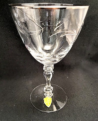Set Of 6-Tiffin Franciscan Etched Footed Tumbler Wine Glasses W/ Platinum Trim