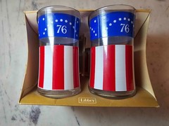 Original 1976 Libby Libbey Bicentennial USA Flag Tumbler Drinking Glasses 12oz