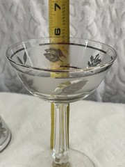 Vintage LIBBY Frosted Silver Leaf MCM CHAMPAGNE / SHERBET GLASSES (Set of 2)