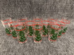 Set of 12 Vintage Libbey Christmas Holiday Tree Drinking Glasses Tumblers 6.5”