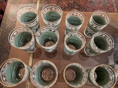 Lot Vintage Jeannette Hellenic Green Glasses Wedgwood Jasperware Style 6 sm 6 lg