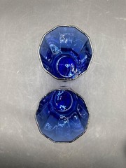 Pair Of 2 Vintage Anchor Hocking Cobalt Blue Glasses 6.5″ Tall Ribbed Design