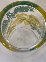 3 MCM Federal Glass 8 oz Swanky Swig Tumblers Yellow Flowers with Green Leaves