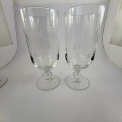 Lot (4) No 3601 Princess House Moderna Crystal Pedestal Clear Stem Glasses New