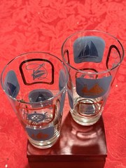Vintage MCM Nautical Highball Glass Set Of 2 22k Gold Decoration Ex Cond 5.5”