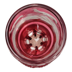 Bohemian Cranberry Ruby Cut Glass Deer Etched Goblet Glass 6.5″ H