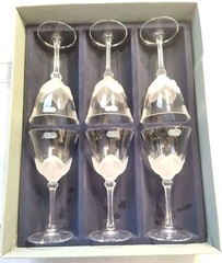 NIB 6 Cristal DArques JGDurand Florence Satine Crystal Wine/Water 7.5″X3.5″ 971G