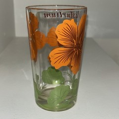 Charming Vintage Swanky Swig Boscul Peanut Butter Glass Orange Nasturtium 5″