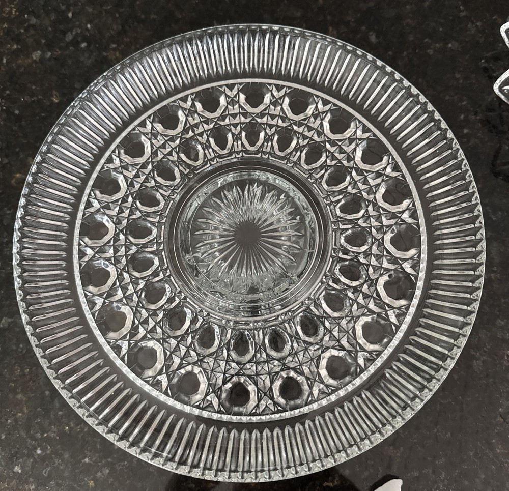 Federal Glass Windsor Clear Pattern Pedestal Cake Plate 11″W x 4 1/4″T
