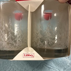 NOS 4 LIBBEY FROSTY PINES CLEAR GLASS TUMBLERS w/ FROSTED WHITE PINE TREES NEW
