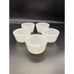 Vintage Glasbake Milk Glass 4 oz Set of 5 Ramekins / Dessert Cups 1.75″ x 3.25″