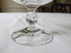 (2) Import Assoc CLAUDIA Bohemia Crystal Brandy Glasses Faceted Ball Stem 4 5/8″