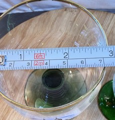 Vintage German Roemer Wine Glasses Green Stem Gold Rim Güldenwein Bingen Pair