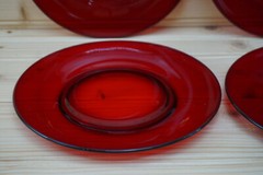 Morgantown Golf Ball Ruby Red (4) Salad Plates, 7 1/2″ (B21)