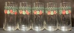 Corelle Farm Fresh Fruit Vegetables Clear Glass Tumblers 14oz Set of 5