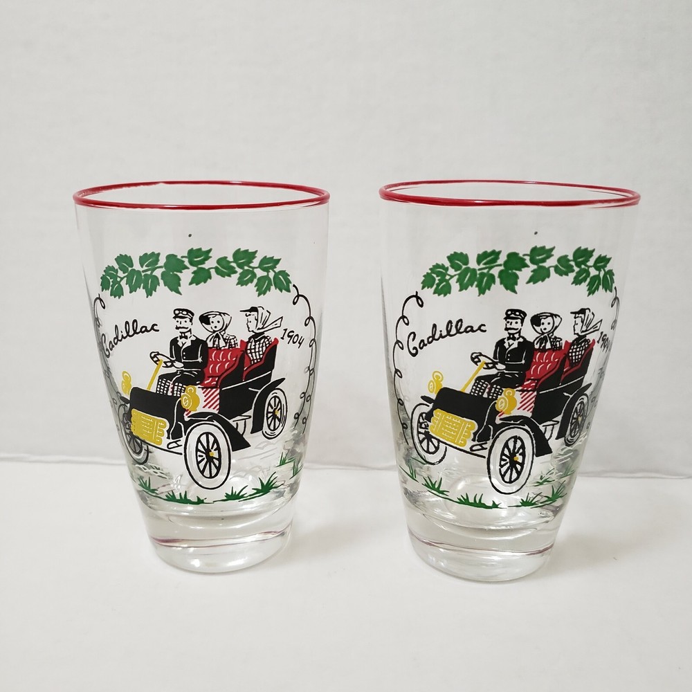 Libbey Cadillac 1904 Replica Barware Glasses Weighted Bottoms Lot Of 2