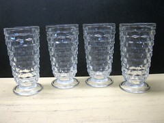 Indiana Glass Colony Whitehall Clear 4 Iced Tea Glasses Stacked Cube Design EUC