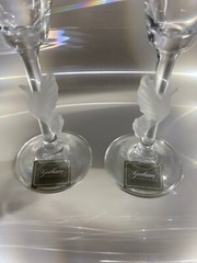 GORHAM AMORE WEDDING DOVES Crystal Toasting Champagne Flutes set of 2