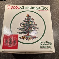 Spode Christmas Tree Double Old-Fashioned Glasses Set Of 4 USED